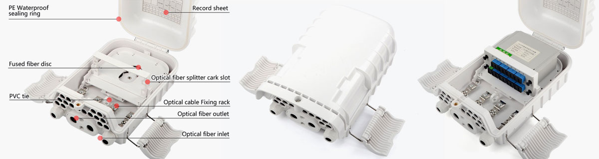 GKC-FDMB-4-16YS-1 Fiber Optic Distribution Box midspan port uncut design GKC-FDMB-4-16YS 4 inlet 16 out