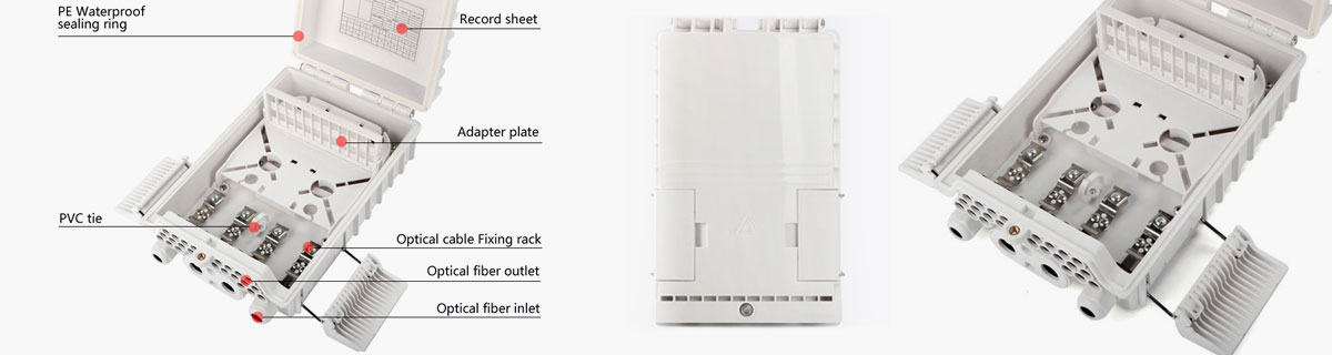 Fiber Optic Distribution Box mid span port uncut design GKC-FDMB-4-24P 4 inlet 24 out
